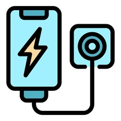 Poster - Charger icon. Outline charger vector icon color flat isolated