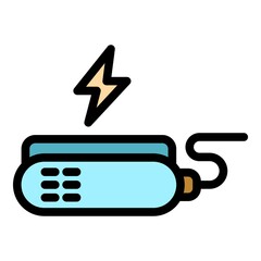 Sticker - Portable charger icon. Outline portable charger vector icon color flat isolated