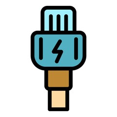 Poster - Charger cable icon. Outline charger cable vector icon color flat isolated