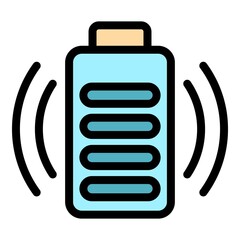 Poster - Charger full battery icon. Outline charger full battery vector icon color flat isolated