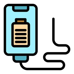 Poster - Charger adapter cable icon. Outline charger adapter cable vector icon color flat isolated