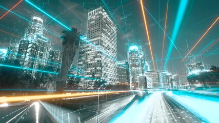 Wall Mural - digital city concept. artificial intelligence technology in smart city