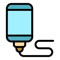 Poster - Cellphone charger icon. Outline cellphone charger vector icon color flat isolated