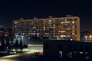 Wall Mural - apartment buildings at night in the city of krasnodar