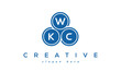 WKC creative circle three letters logo design with blue	