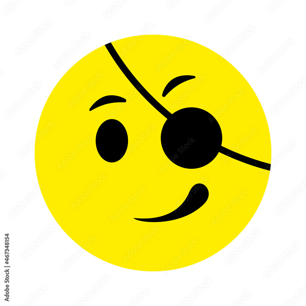 Smiley face with a pirate band. Emoji icon vector. Emoticon sign ...