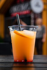 Poster - Orange Juice in take away cup with straw