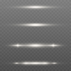 Wall Mural - Set of vector glowing lines. Horizontal glowing lines png, magic glow, neon light, line light, white light png.