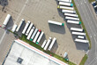 aerial view on truck parking at the warehouse
