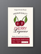Cherry liqueur alcohol label template. Modern vector packaging design layout. Isolated