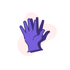 Wall Mural - prevention of coronavirus infection single flat line icon glove isolated on white.Perfect outline symbol Covid19 pandemic banner. Quality flat design element a pair of rubber medical gloves