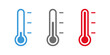 Temperature icon. Thermometer isolated vector sign. High low temperature symbol. Hot cold measurement heat cold icon on white background.