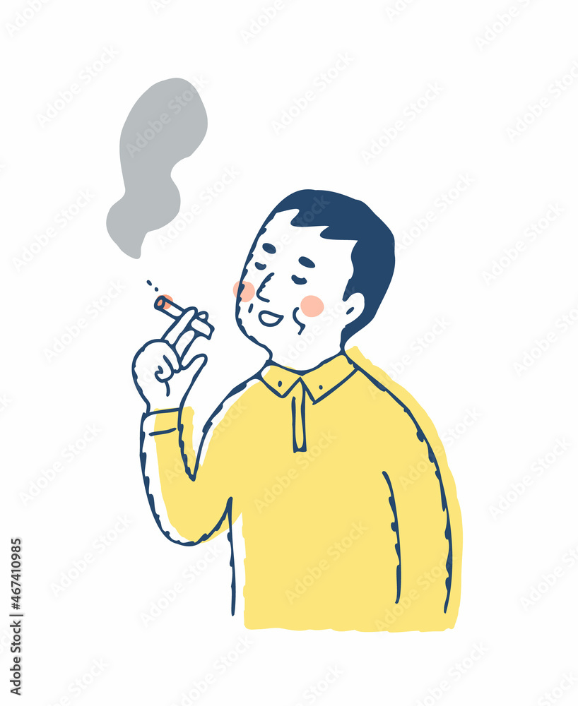 美味しそうにタバコを吸う男性 Stock Illustration | Adobe Stock