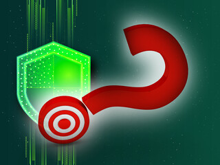 Fototapete - 3d illustration dartboard protection sign with question mark