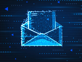 Poster - 2d illustration opened mail with background