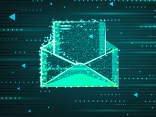 Poster - 2d illustration opened mail with background