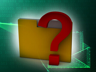 Poster - 3d rendering file folder with question symbol
