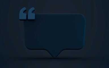 3d rendering dark and blue quotes frame box empty space background