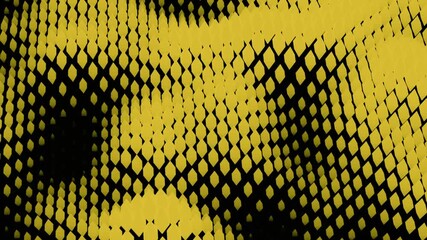 Poster - volumetric moving waves from points. design. wavy pulsations of moving dots on black background. vir