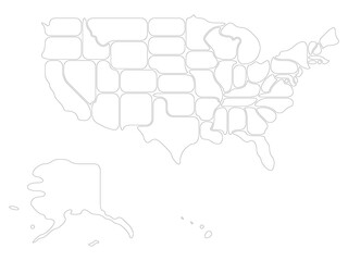 Wall Mural - Simplified smooth map of USA
