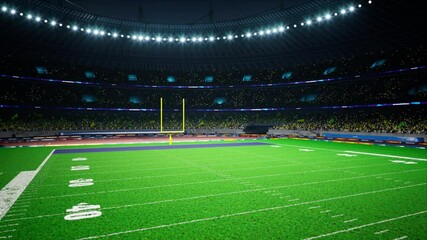 Wall Mural - American football night stadium with fans iilluminated by spotlights waiting game. High quality 4k footage