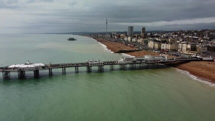 Wall Mural - Brighton Pier, UK - Aerial panoramic view