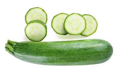 Poster - Top view of zucchini isolated on white background