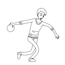 Hugo Man Bowling Throwing Ball Whiteboard Animation SVG Image