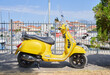 cute yellow motor scooter in retro style