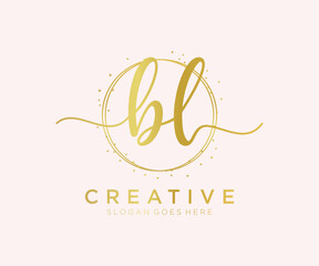 Initial BL feminine logo. Usable for Nature, Salon, Spa, Cosmetic and Beauty Logos. Flat Vector Logo Design Template Element.