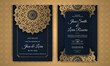Luxury golden mandala wedding invitation card with abstract pattern