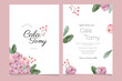 wedding card invitation with purple and pink flower watercolor
