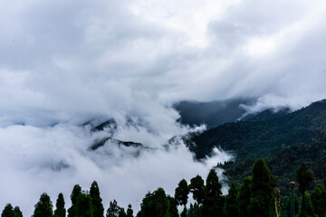 Wall Mural - hills stations covered with clouds