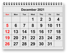 Page Of The Annual Monthly Calendar - December 2021
