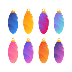 Wall Mural - Set, collection of trendy colorful gradient christmas oval shaped ornaments for modern christmas and winter holidays design.