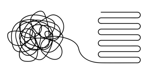 Chaos and order abstract minimalist concept, metaphor of disorganized difficult problem