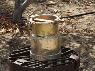 An old Aliminuim cream can that use use to be full of cream by  the farmers in he 1990. Now  i is not in use any more. Karoo South Africa.