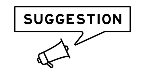 Poster - Megaphone icon with speech bubble in word suggestion on white background