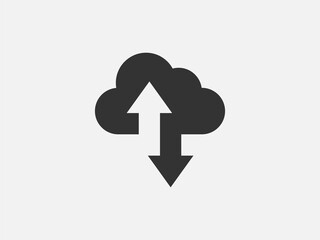 Poster - Technology icon vector cloud computing connection. Big data global server. Line design symbol.
