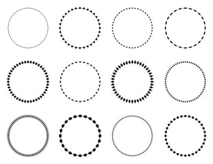 Poster - Set of round vector frames. Circle design pattern art.