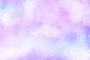 abstract pink blue watercolor galaxy background. fantasy rainbow pastel color. watercolor sky cloud.