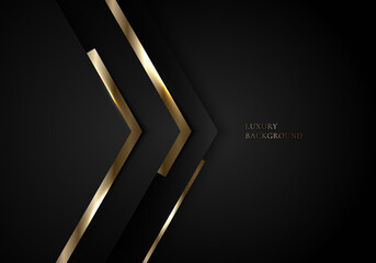 Wall Mural - Abstract modern template design 3D black and gold arrow with lighting on dark background luxury style