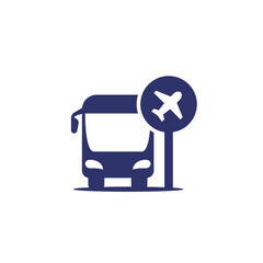 Sticker - bus transfer to airport icon on white