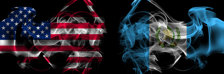 United States of America vs Guatemala smoke flags placed side by side