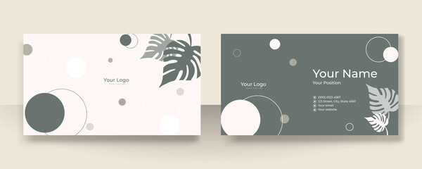 Poster - Business card design with nude tan champagne soft pastel brown organic elegant pattern. Modern concept with liquid, blob, brush, floral, leaves, line, beauty decoration art. Vector illustration