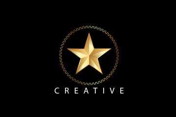 golden star logo, star symbol illustration