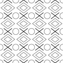 Poster - Rings and diamonds are black. Vector and seamless pattern.