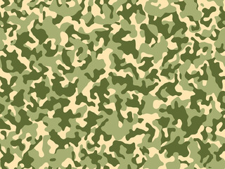 Sticker - Seamless camouflage pattern. Light
green texture, vector illustration. Camo print background. Abstract military style backdrop