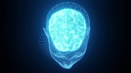 Poster - Neurology and Scientific Technology Background Animation of Brain Top View in 4K. Modern Artificial intelligence backdrop