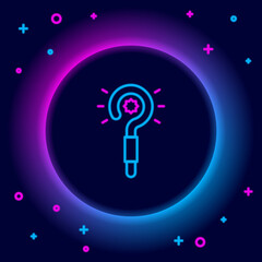 Wall Mural - Glowing neon line Magic wand icon isolated on black background. Star shape magic accessory. Magical power. Colorful outline concept. Vector